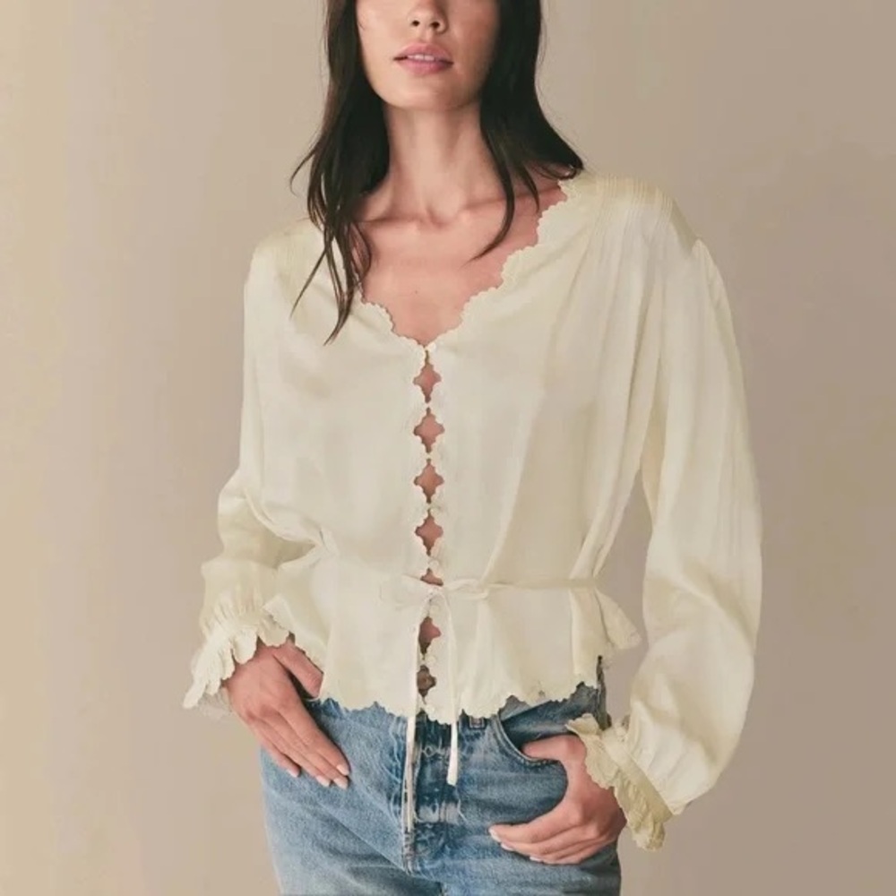 Doen DÔEN Heirloom Elayne Silk Top Mother of Pearl Sz S NWT